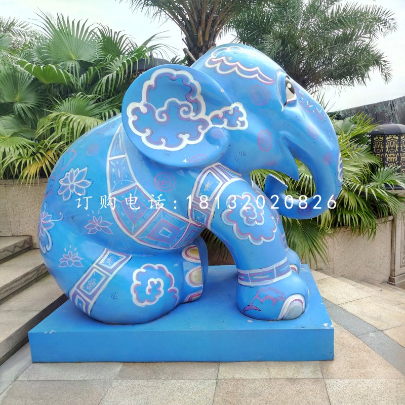 彩繪小象雕塑，商場(chǎng)景觀雕塑 (6)