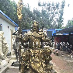 坐式銅關公，鑄銅關公雕塑