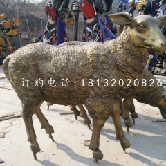 玻璃鋼綿羊雕塑，仿銅動物雕塑