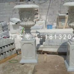 小區石花缽雕塑歐式花盆石雕