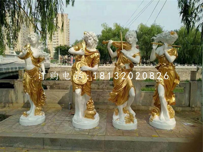 吹拉彈唱雕塑，玻璃鋼西方美女雕塑