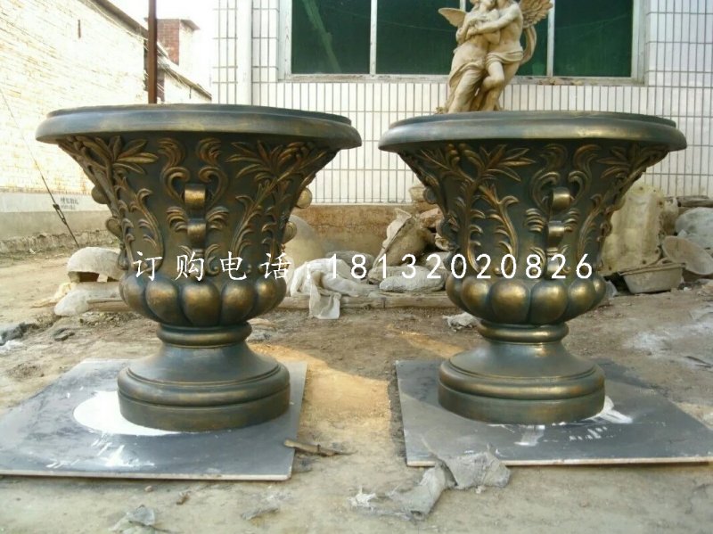 玻璃鋼花盆，仿銅歐式花盆