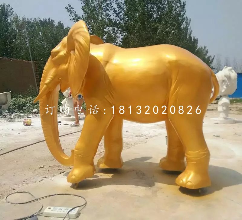 玻璃鋼噴漆小象，公園動(dòng)物雕塑 (2)