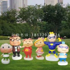 豬豬俠雕塑，玻璃鋼卡通擺件