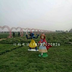小紅帽與狼外婆雕塑，玻璃鋼卡通雕塑