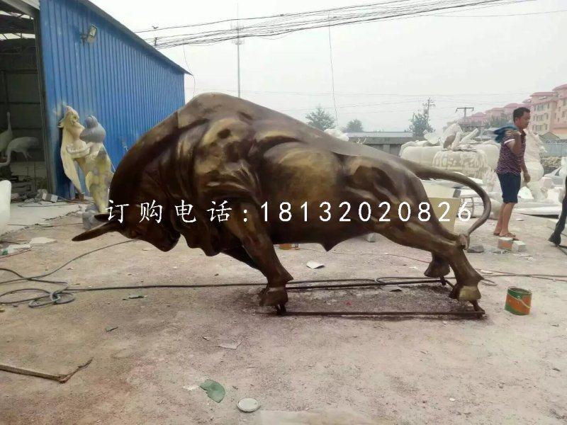 玻璃鋼開荒牛雕塑，仿銅動物雕塑