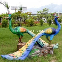 彩繪孔雀雕塑，玻璃鋼動物雕塑
