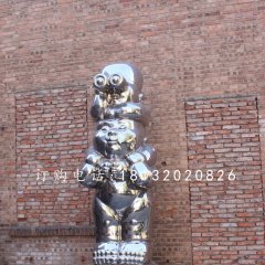 不銹鋼小孩雕塑，小品雕塑