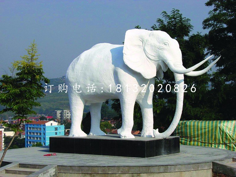 白色大象雕塑，玻璃鋼動物