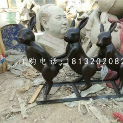 玻璃鋼烤漆動物，小兔子雕塑