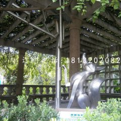 不銹鋼狐貍雕塑，動物雕塑