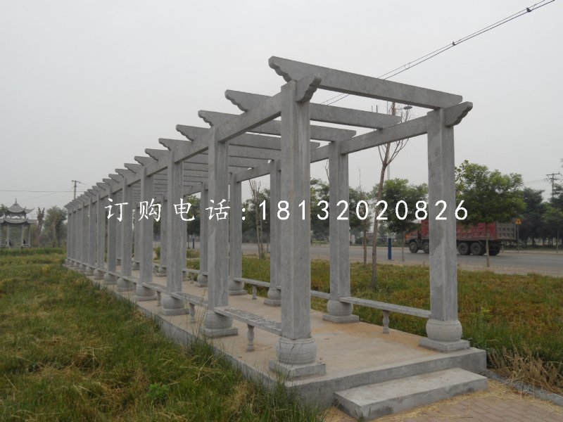 青石長廊，公園景觀石雕