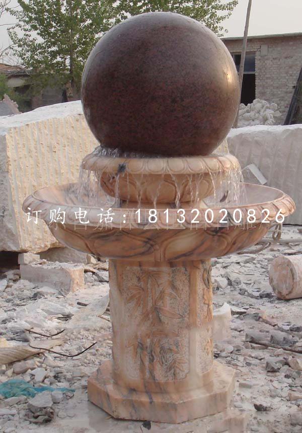 晚霞紅風水球，景觀石雕