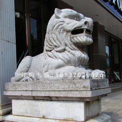 西洋獅石雕，銀行門(mén)口石獅子