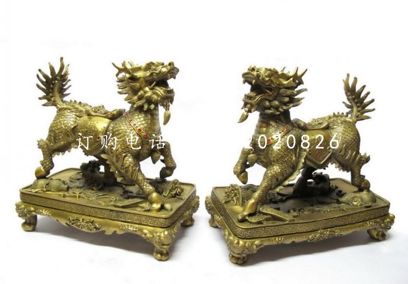鑄銅麒麟雕塑，銅雕神獸