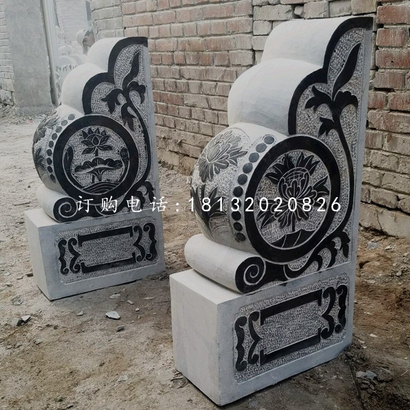 青石仿古門墩石雕，門口抱鼓石