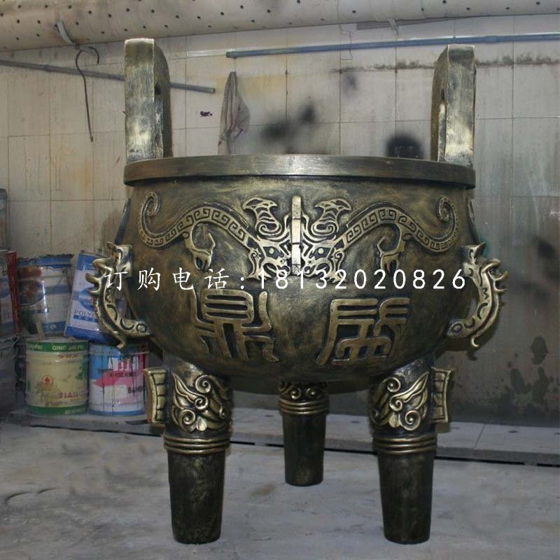 三足鼎銅雕，鼎盛銅鼎