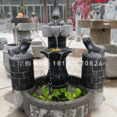 石來遠轉石雕，青石流水擺件