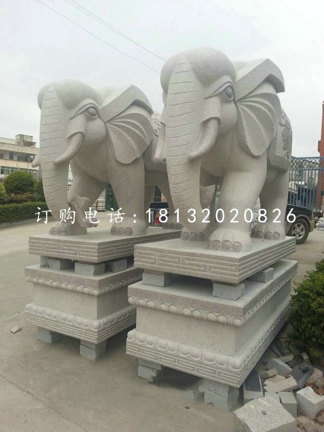 一對大象雕塑企業動物石雕