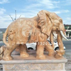 吉祥如意象石雕，晚霞紅動物雕塑