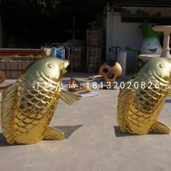 金色鯉魚雕塑，玻璃鋼仿真動物