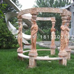 西方人物石涼亭，晚霞紅歐式涼亭