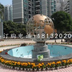 不銹鋼地球儀雕塑，廣場(chǎng)不銹鋼雕塑