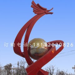 不銹鋼龍騰雕塑，廣場抽象龍雕塑