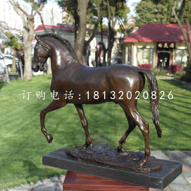 走路的馬銅雕，公園動(dòng)物銅雕 (2)