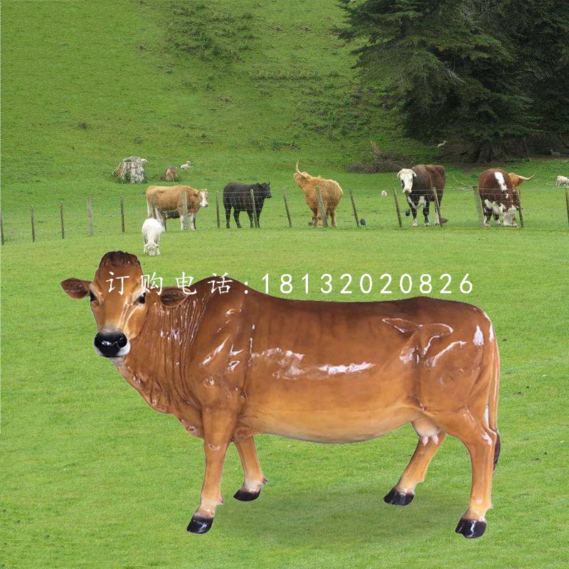 玻璃鋼黃牛雕塑，公園仿真動物雕塑