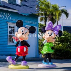 玻璃鋼米奇和米妮，卡通動物雕塑