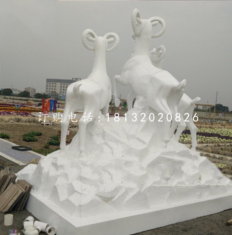 漢白玉三羊開泰廣場景觀石雕 (2)