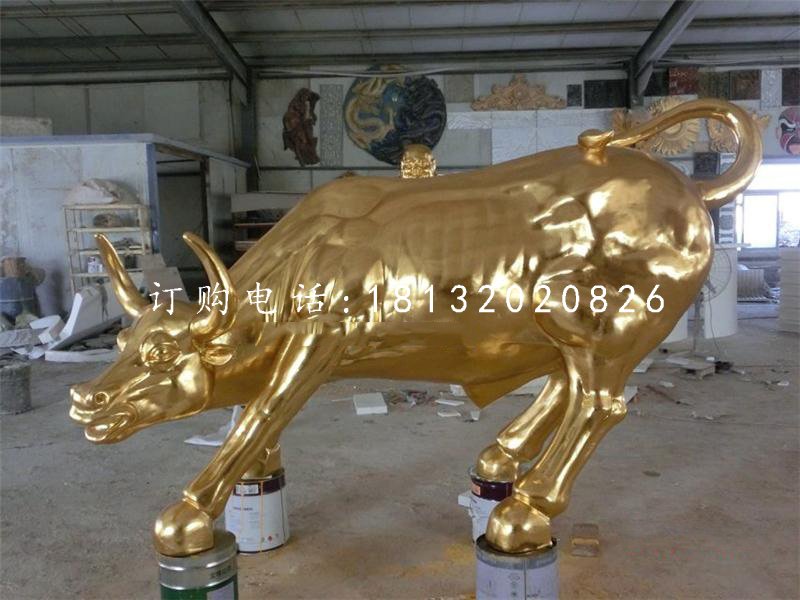 玻璃鋼仿銅華爾街牛，街邊景觀動物雕塑