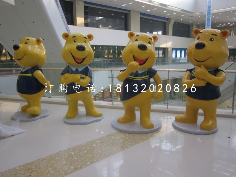 卡通維尼熊雕塑，玻璃鋼卡通動物