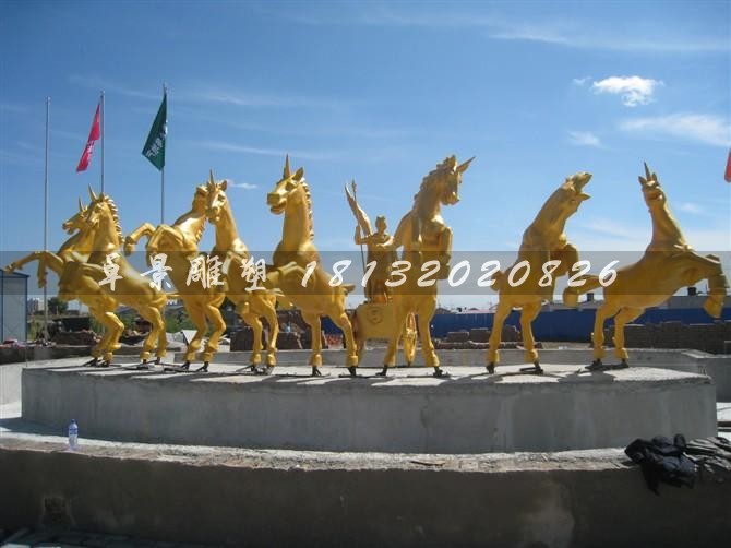 仿銅阿波羅戰(zhàn)車(chē)雕塑玻璃鋼景觀雕塑