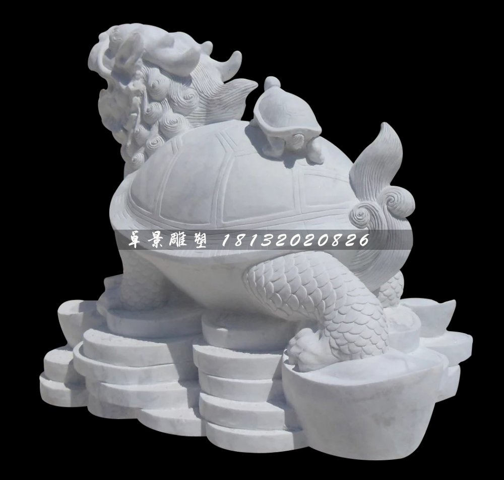 龍龜石雕，漢白玉招財龍龜雕塑.jpg