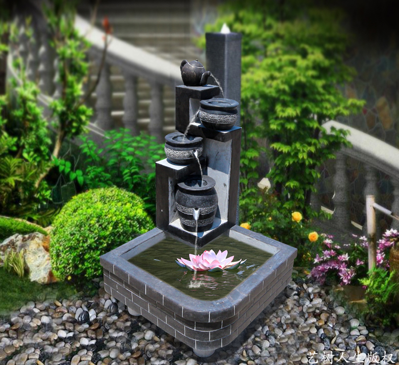 茶壺流水池，公園景觀擺件