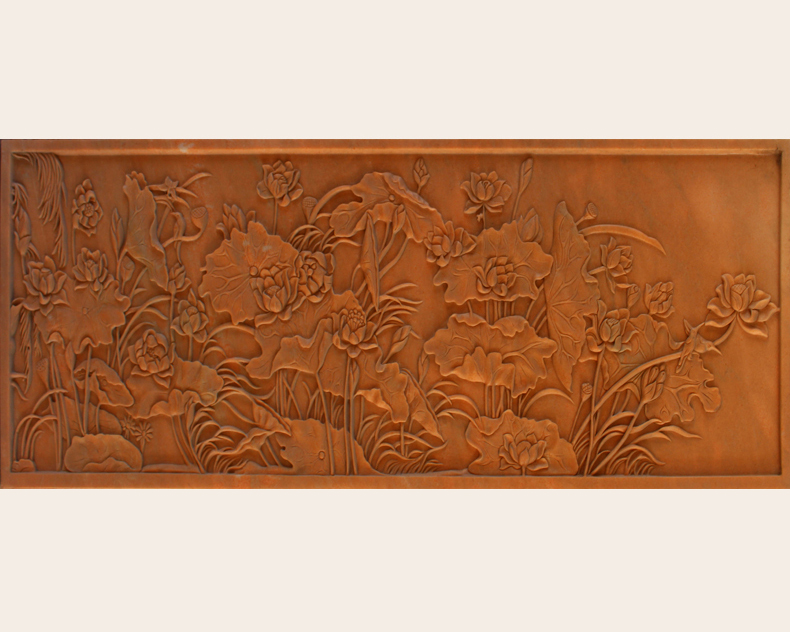 晚霞紅壁畫浮雕，大理石浮雕