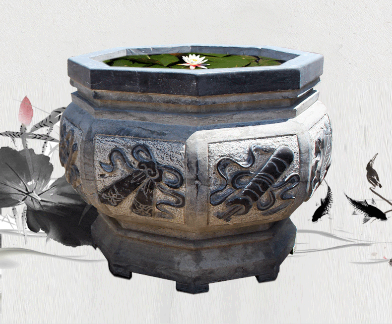 公園景觀石雕，八角形魚(yú)缸