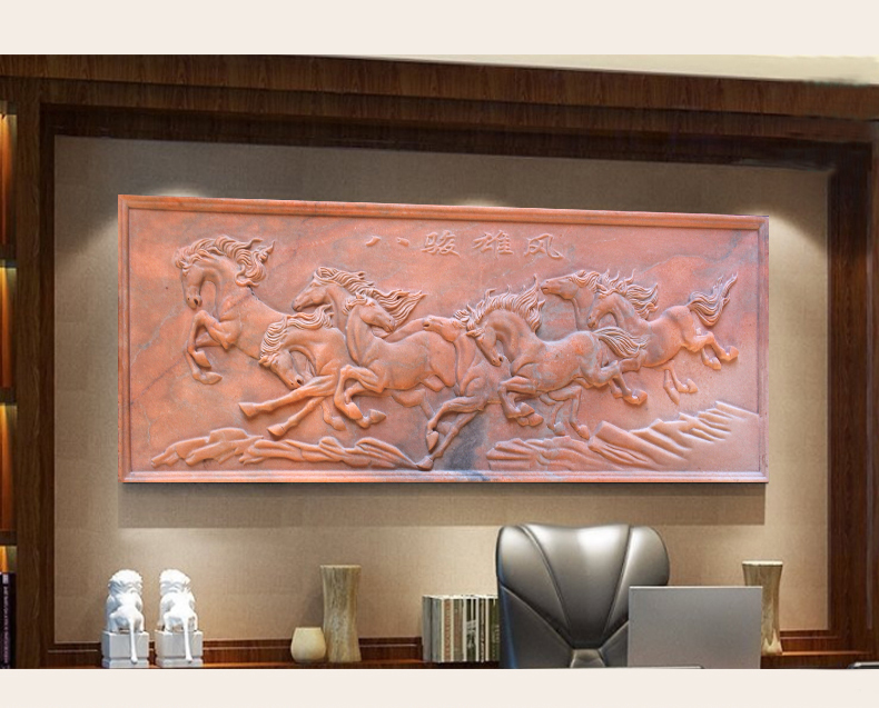 公司景觀壁畫石浮雕，八駿雄風(fēng)石浮雕