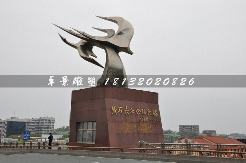 不銹鋼海鷗和海浪，城市不銹鋼雕塑