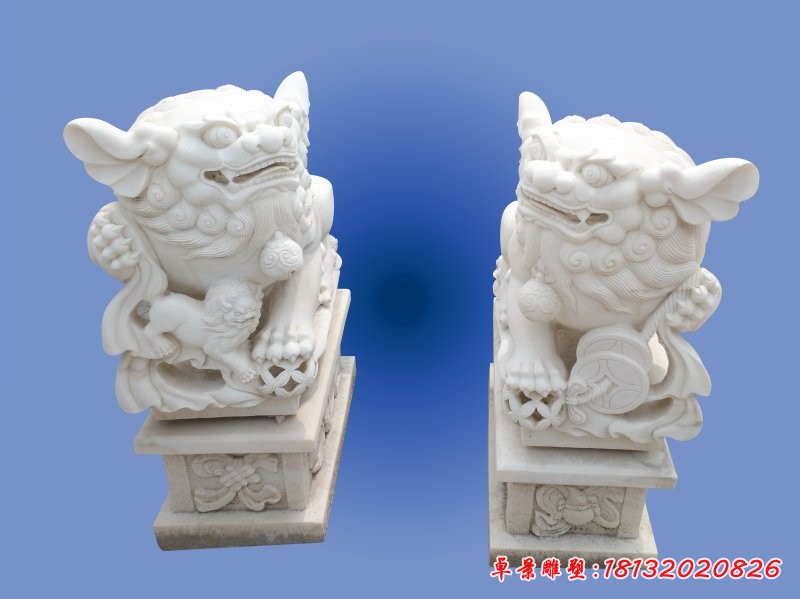 大理石南方獅子雕塑鎮宅動物石雕 (3)[1][1]