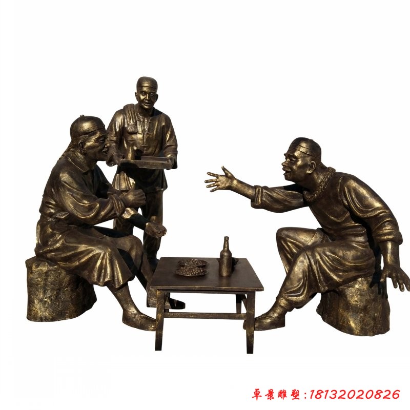 仿銅釀酒人物雕塑古代酒文化御酒坊人物雕塑廣場商業街玻璃鋼擺件5791[1][1]