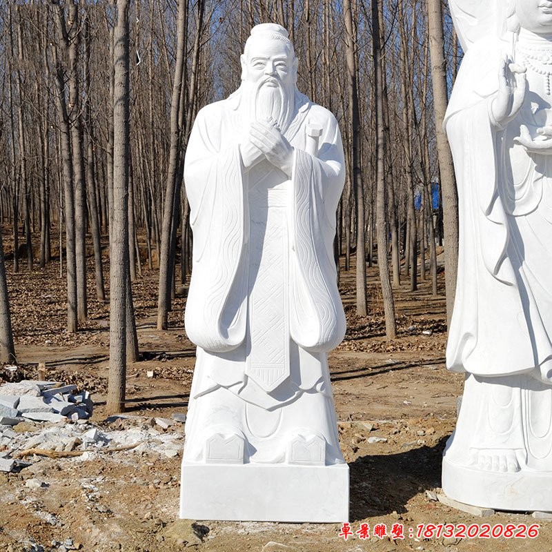 漢白玉孔子雕塑，校園名人石雕