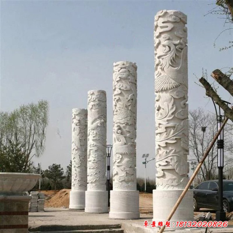 青石盤龍柱 石雕廣場(chǎng)景觀雕塑