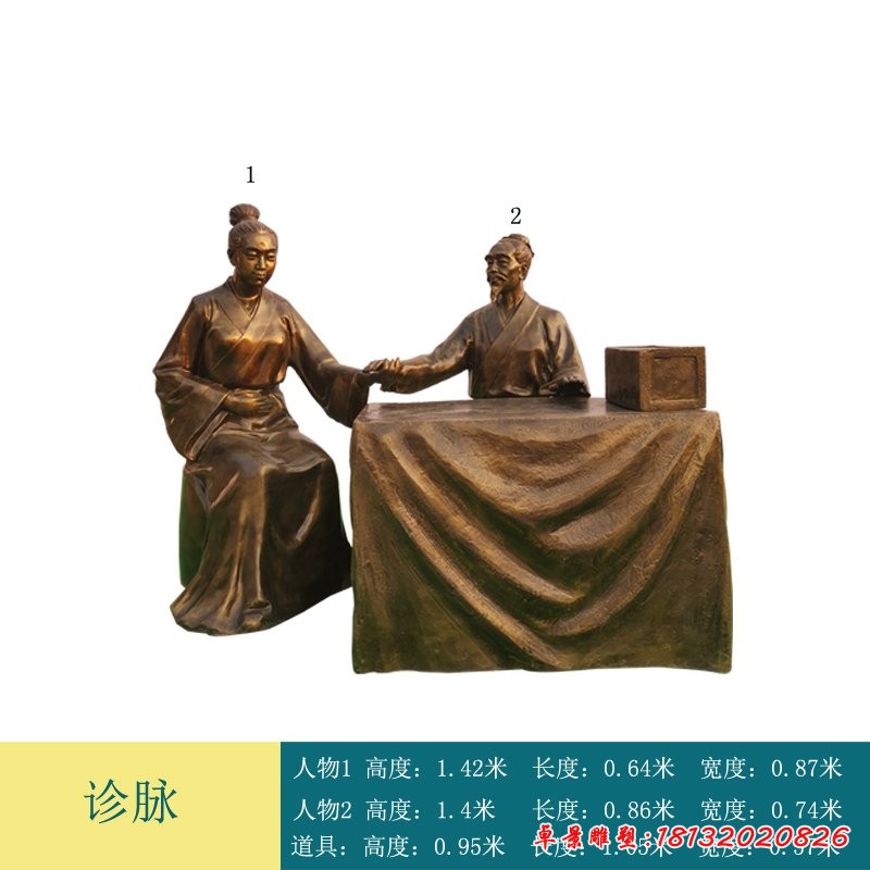 中醫制藥人物銅雕-診脈