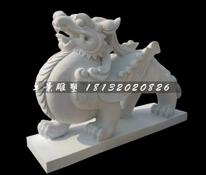 漢白玉貔貅雕塑,馱寶貔貅雕塑