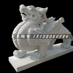 漢白玉貔貅雕塑，馱寶貔貅雕塑