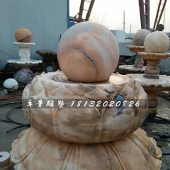 風水球石雕，晚霞紅風水球