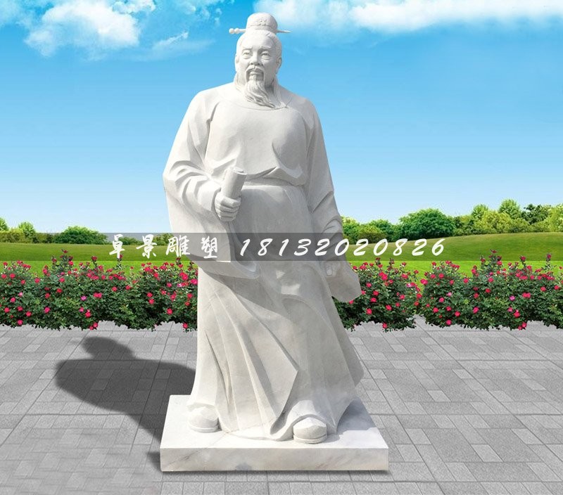 大理石范仲淹石像，古代人物石雕
